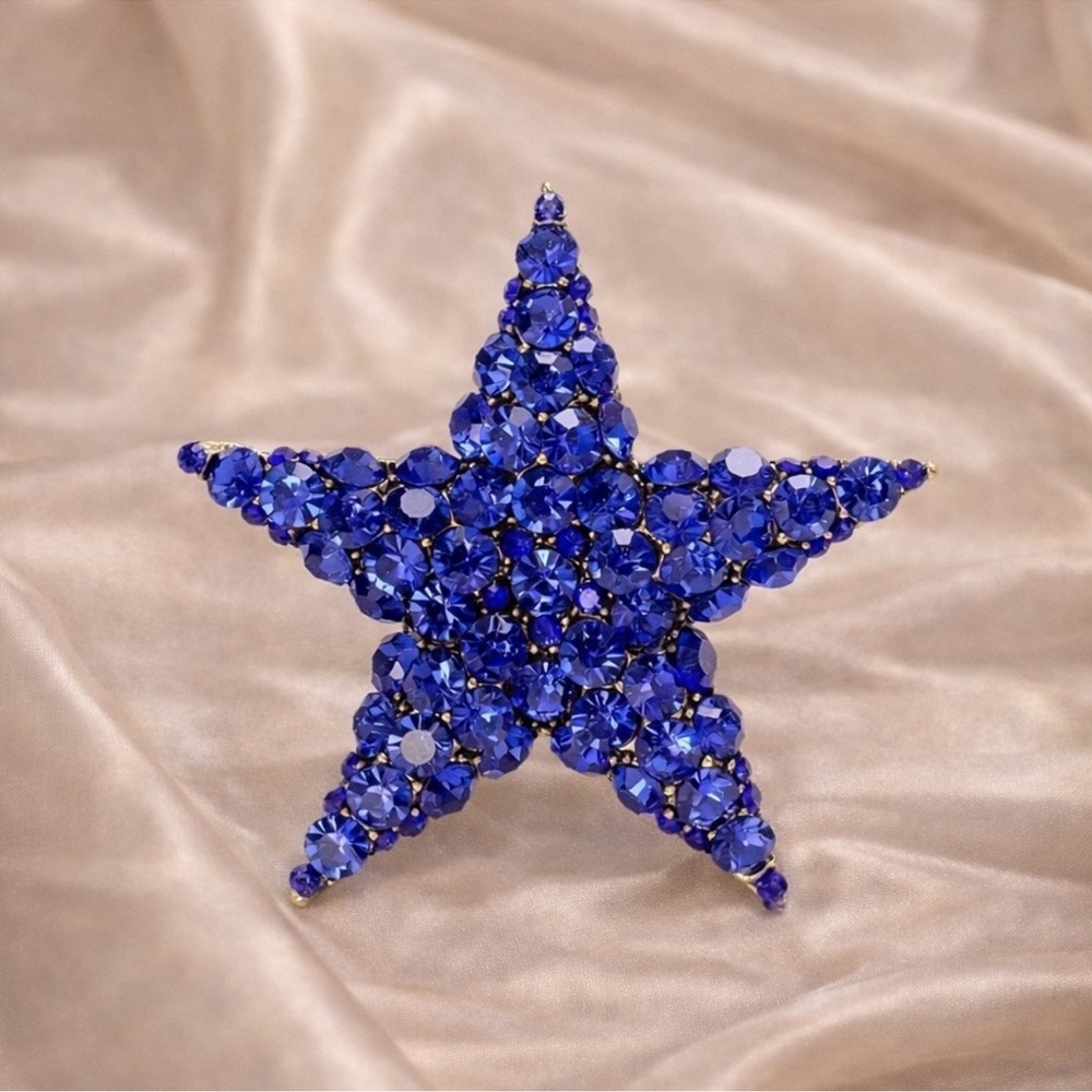 Blue Crystal Star Brooch